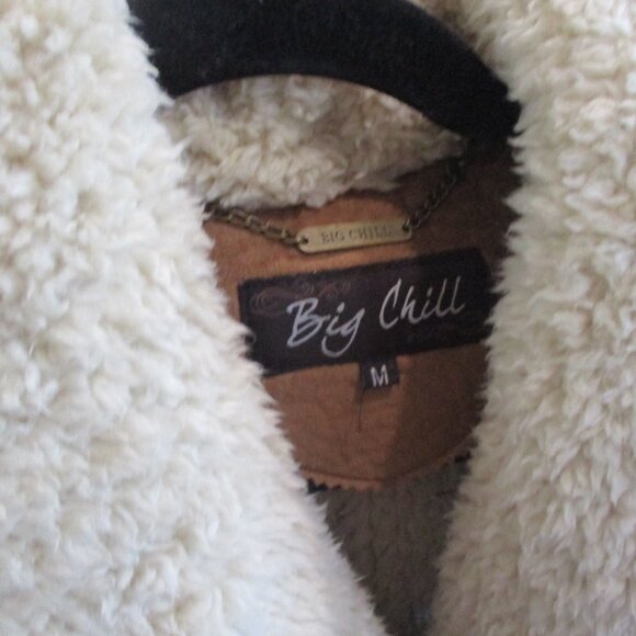 Big Chill Tan brown faux shearling sheepskin vest M  boho - Picture 2 of 4